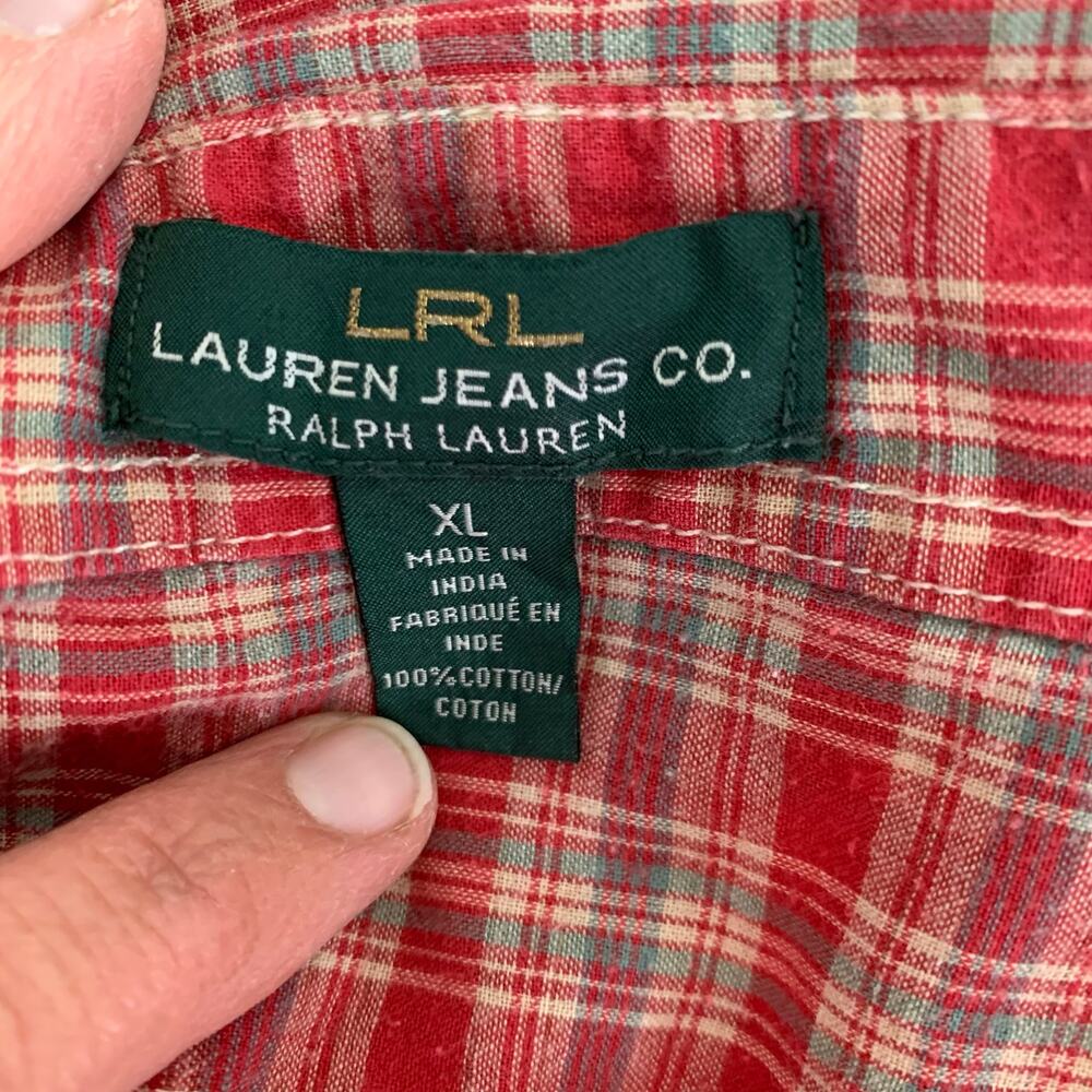 Lauren Jeans Co. Red and Green Plaid Button Down Shirt Size XL - Picture 8 of 8